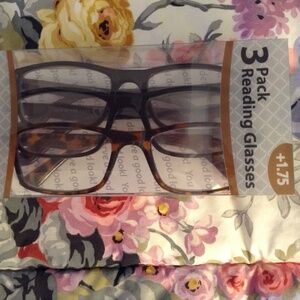 Brand New Pack of Three Reading Glasses For Women or Men Strength +1.75
